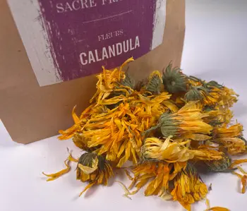Souci - Calandula - A utilisez quelques semaines avant chaque saison pour une cure détoxifiante, incorporez deux pincées de pétales de fleur de Calandula dans 200 ml d'eau frémissante et laissez infuser 10 min.
