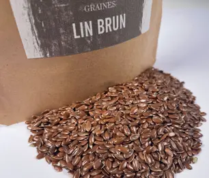Lin brun - La graine de lin doit être broyée ou infusée afin de développer toutes ses vertus nutritionnelles. Le lin brun possède un goût raffiné de noisettes. 