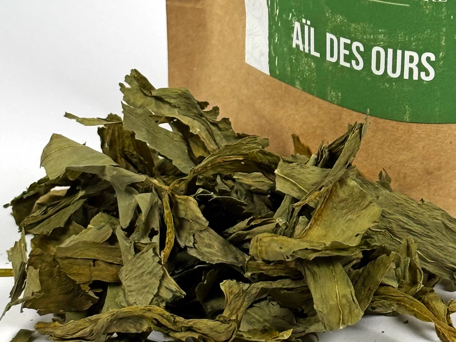 Aromates Sacré français - Herbes de culture - Feuilles - Aïl des ours - Feuille à l'arôme délicat d'ail, légèrement herbacée, sans note piquante. Il est très pratique pour parfumer un beurre, en conservant l'aspect frais et printanier.