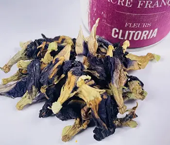 Tisanes Sacré français - Fleurs - Bien être - Clitoria ternatea - Idéal pour la coloration de kombucha, de kéfir, de tisane grâce à son bleu éclatant.