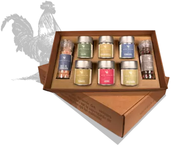 Coffrets Sacré français - Coffret cadeau - Mademoiselle - Le coffret Mademoiselle est une sélection d'épices facile à utiliser et éfficace pourdes repas sains et équilibrés. 