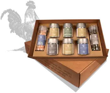 Coffrets Sacré français - Coffret cadeau - Monsieur - Le coffret Monsieur correspond aussi bien aux débutants qu'aux experts souhaitant dompter les saveurs puissantes d'une cuisine simple et efficace. Un coffret d'épices pour tous les jours !
